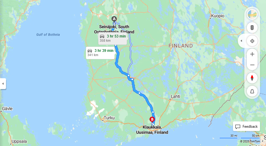 Seinajoelta Klaukkalaan - Matka, Ajo, Kuljetus ja Matkavaihtoehdot