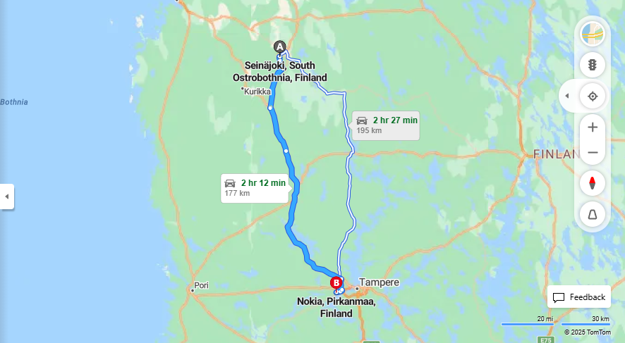 Seinajoelta Nokialle - Etaisyys, Ajo, Kuljetus ja Matkustusvaihtoehdot