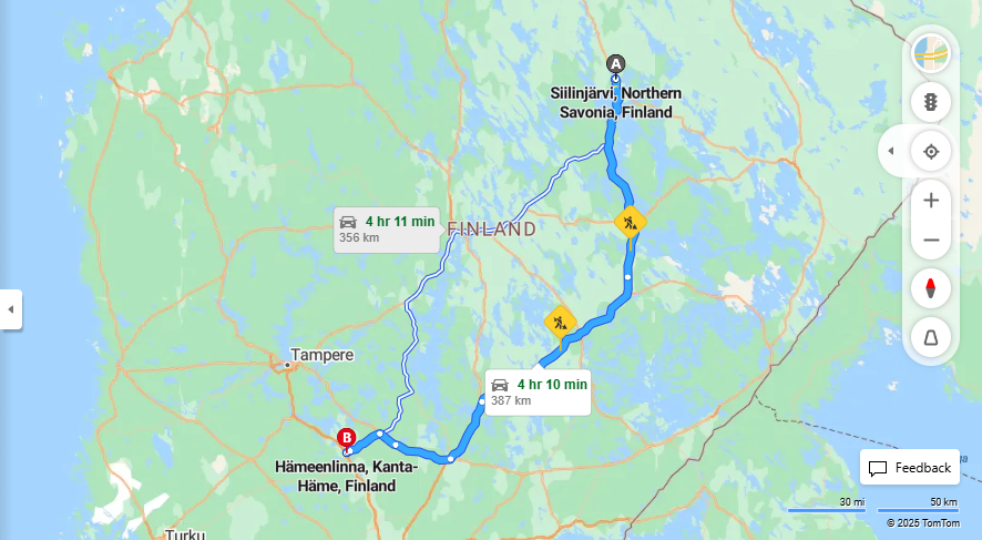 Siilinjarvelta Hameenlinnaan - Etaisyys, Ajo, Kuljetus ja Matkustusvaihtoehdot