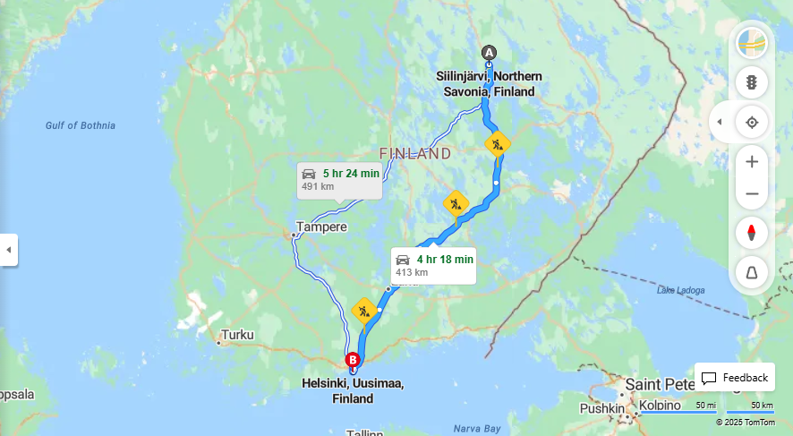 Siilinjarvelta Helsinkiin - Etaisyys, Ajo, Kuljetus ja Matkavaihtoehdot