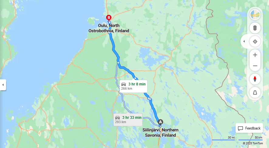 Siilinjarvelta Ouluun - Etaisyys, Ajo, Liikenne ja Matkustusvaihtoehdot