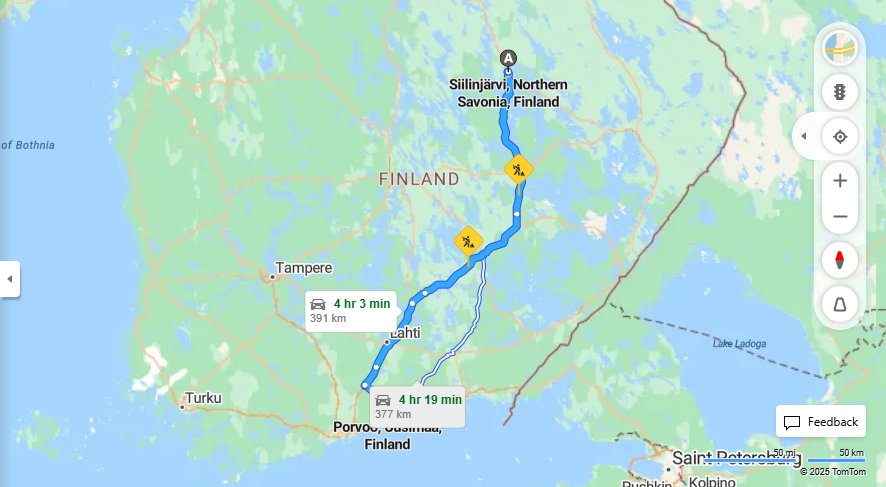 Siilinjarvelta Porvooseen - Etaisyys, ajo, kuljetus ja matkustusvaihtoehdot