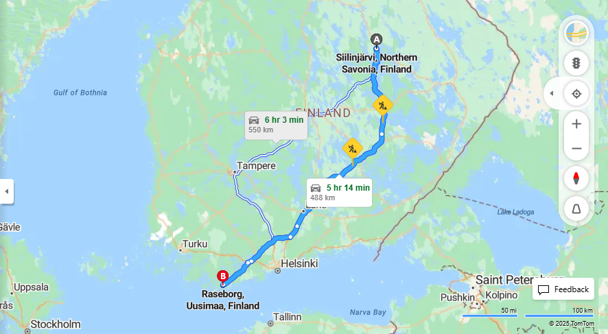 Siilinjarvelta Raseborgiin - Etaisyys, Ajo, Kuljetus ja Matkustusvaihtoehdot