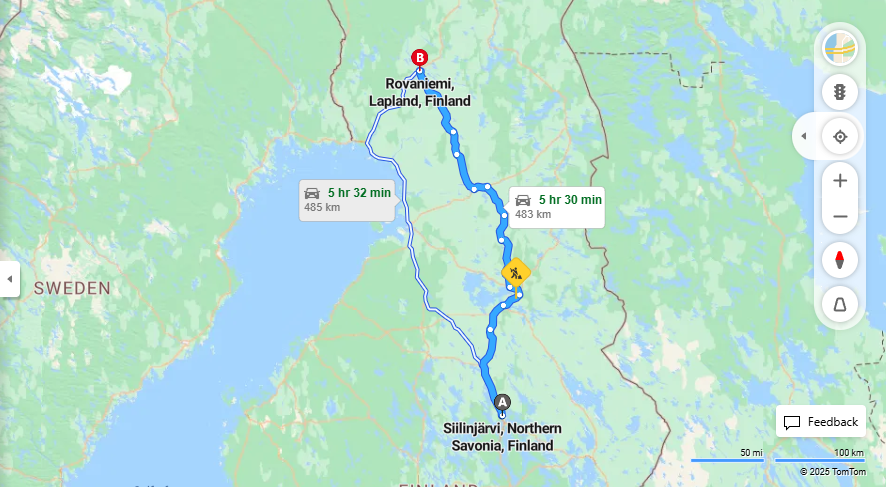 Siilinjarvesta Rovaniemelle - Etaisyys, Ajomatka, Kuljetus ja Matkustusvaihtoehdot