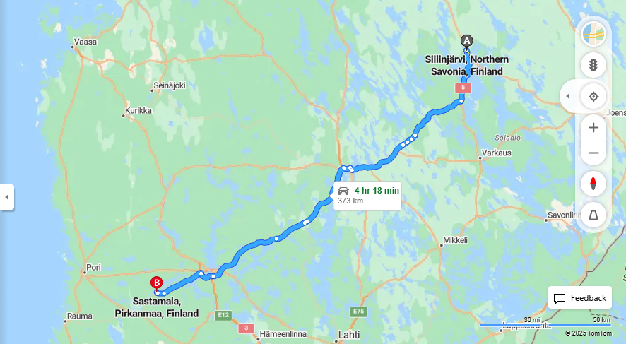 Siilinjarvesta Sastamalaan - Etaisyys, Ajaminen, Kuljetus ja Matkustusvaihtoehdot