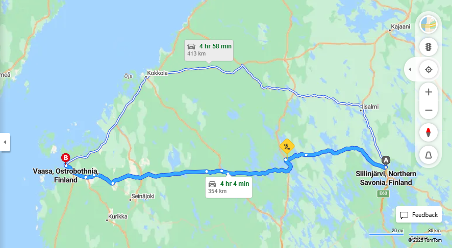 Siilinjarvesta Vaasaan - Etaisyys, Ajo, Liikenne ja Matkustusvaihtoehdot