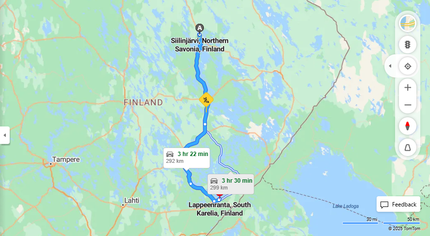 Siilinjarvi - Lappeenranta: Matkan Etaisyys, Ajaminen, Liikenne ja Matkustusvaihtoehdot