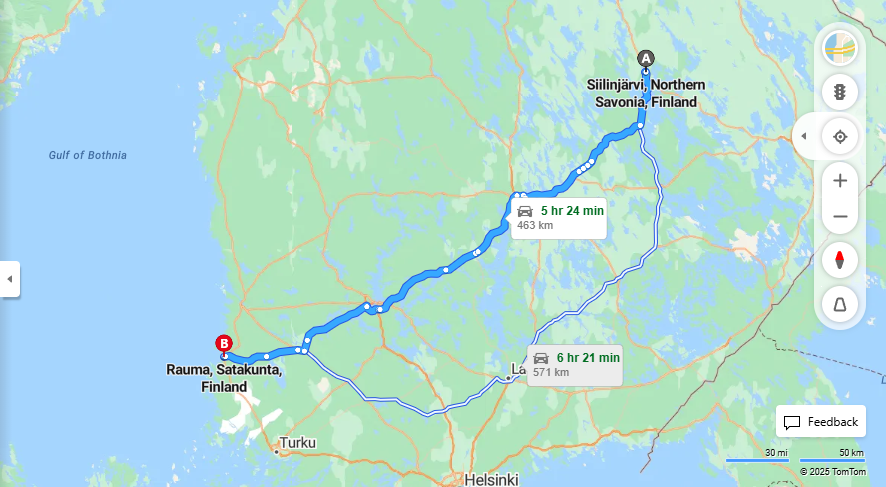 Siilinjarvi-Rauma: Etaisyys, Ajo, Kuljetus ja Matkustusvaihtoehdot