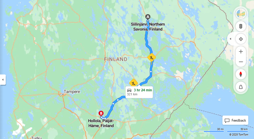 Siilinjarvilta Hollolaan - Etaisyys, Ajo, Kuljetus ja Matkustamisvaihtoehdot