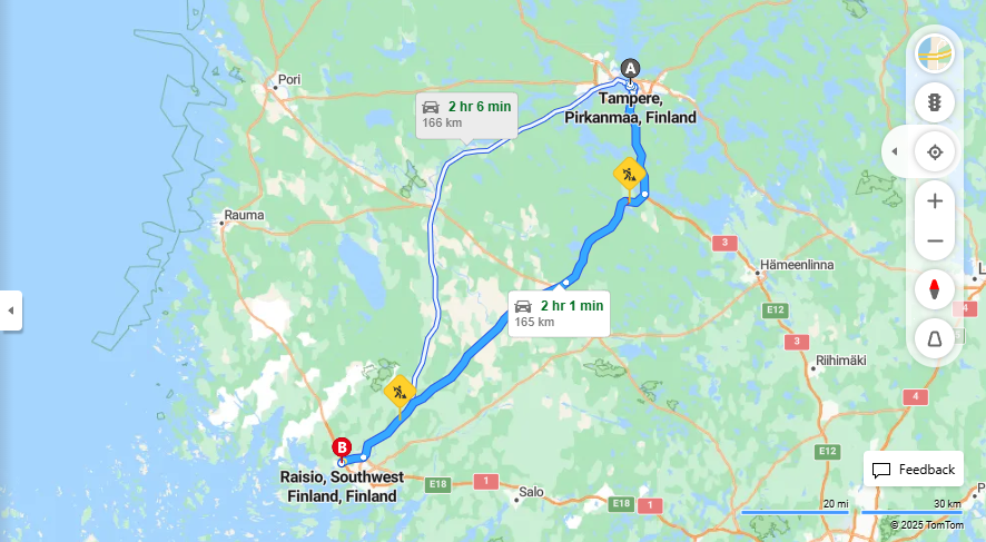 Tampereesta Raisioon - Etaisyys, Ajo, Kuljetus ja Matkustusvaihtoehdot