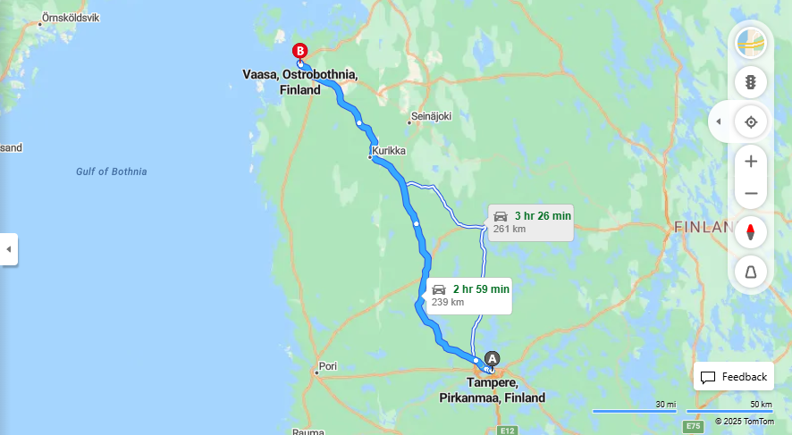 Tampereesta Vaasaan - Etaisyys, Ajo, Liikenne ja Matkustusvaihtoehdot
