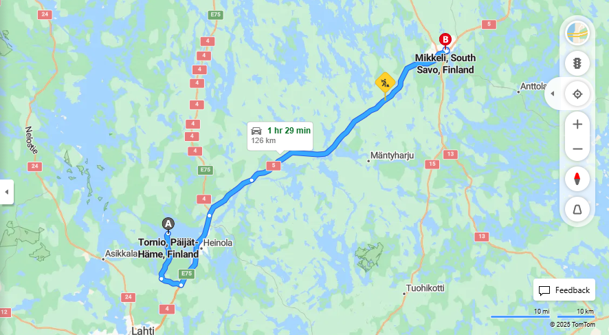 Torniosta Mikkeliin - Etaisyys, Ajo, Liikenne ja Matkustusvaihtoehdot