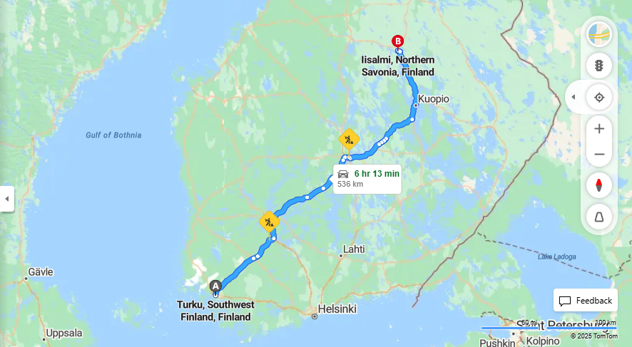 Turusta Iisalmeen - Valimatka, Ajo, Liikenneyhteydet ja Matkavaihtoehdot