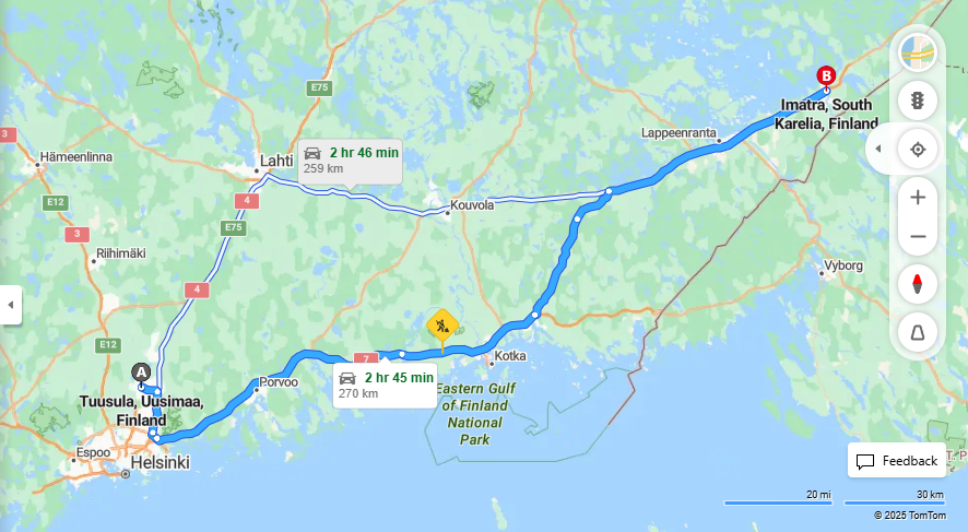 Tuusulasta Imatralle - Etaisyys, Ajo, Kuljetus ja Matkavaihtoehdot