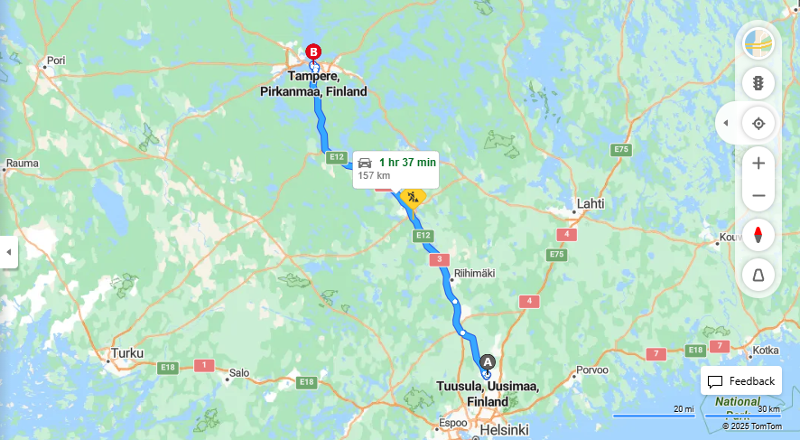 Tuusulasta Tampereelle - Etaisyys, Ajo, Liikenne ja Matkustamisvaihtoehdot