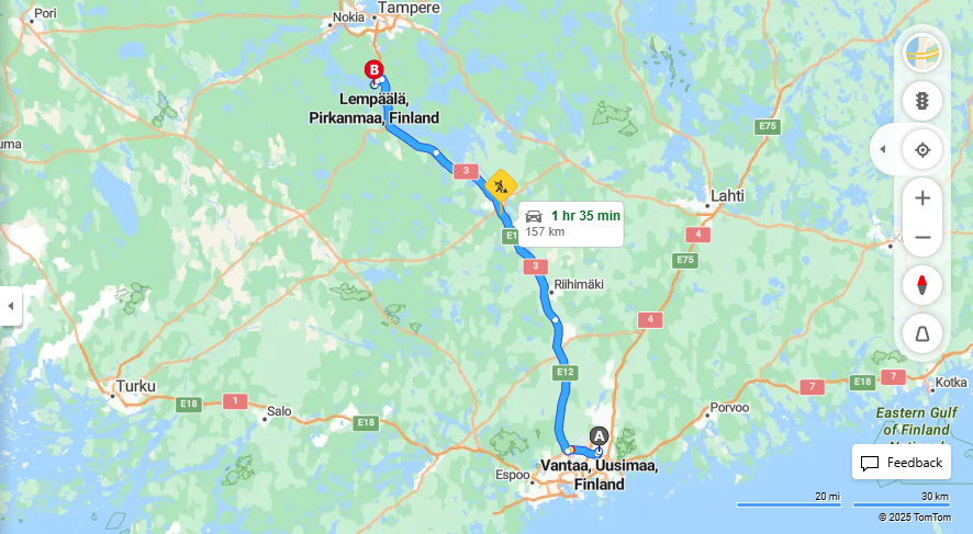 Vantaalta Lempaalaan - Etaisyys, Ajo, Kuljetus ja Matkustusvaihtoehdot
