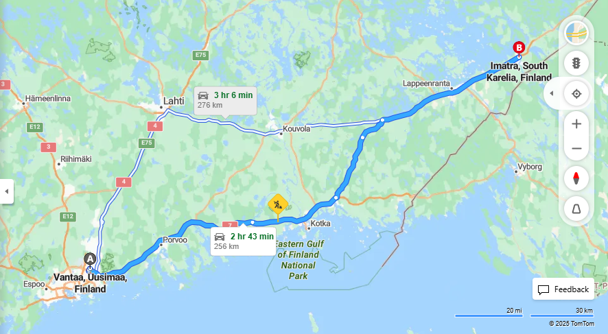 Vantaasta Imatralle - Etaisyys, Ajo, Liikenne ja Matkustusmahdollisuudet