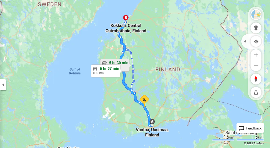 Vantaasta Kokkolaan - Etaisyydet, Ajo, Liikenne ja Matkustusmahdollisuudet