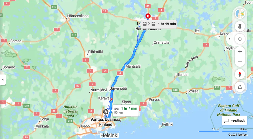 Vantaasta Lahteen - Etaisyys, Ajo, Liikenne ja Matkustamisvaihtoehdot