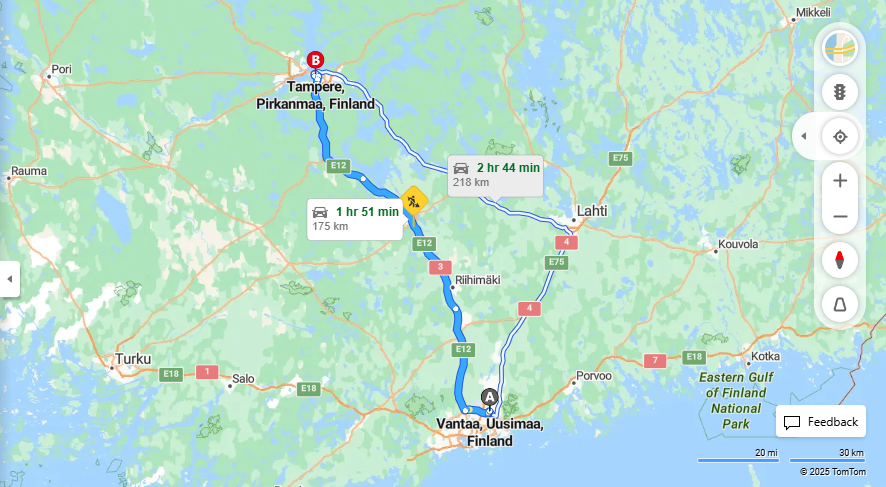 Vantaasta Tampereelle - Etaisyys, Ajo, Liikenne ja Matkustusvaihtoehdot