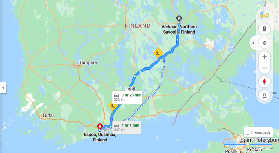 Varkaudesta Espooseen - Etaisyys, Ajo, Kuljetus ja Matkavaihtoehdot