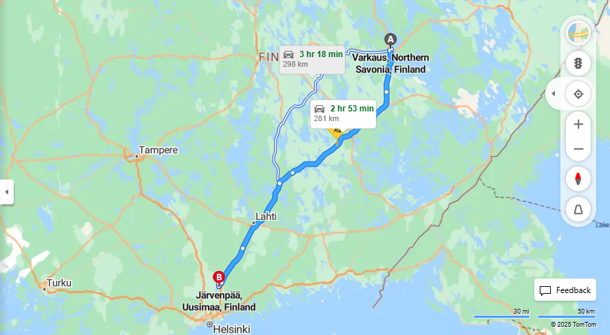 Varkaudesta Jarvenpaahan - Etaisyys, Ajo, Kuljetus ja Matkustusvaihtoehdot