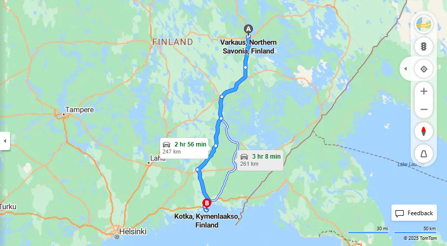 Varkaudesta Kymenlaaksoon - Etaisyys, Ajaminen, Liikkumis- ja Matkustusvaihtoehdot