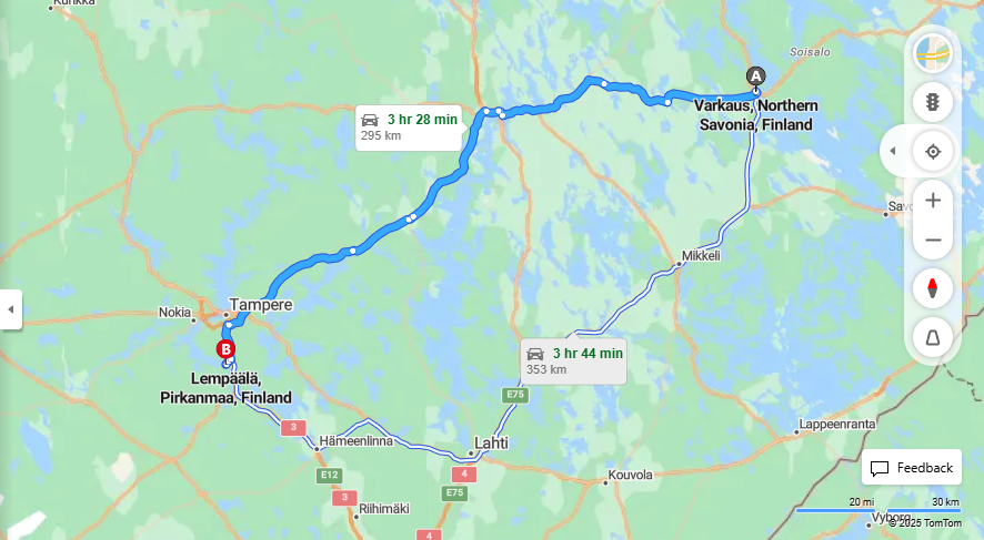 Varkaudesta Lempaalaan - Etaisyys, Ajo, Kuljetus ja Matkustusmahdollisuudet