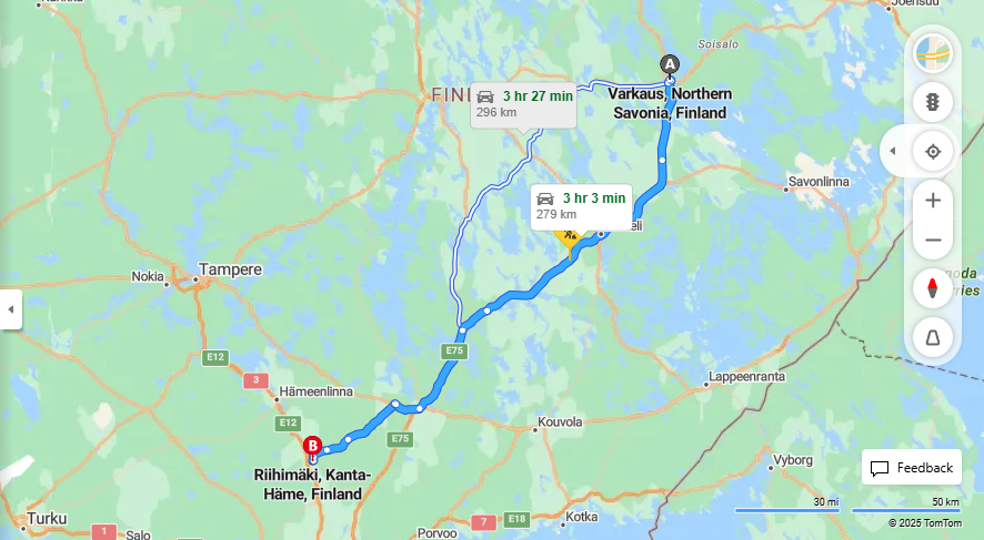 Varkaudesta Riihimaelle - Etaisyys, Ajo, Kuljetus ja Matkavaihtoehdot