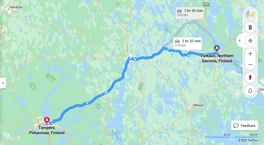 Varkaudesta Tampereelle - Etaisyys, Ajo, Liikenne ja Matkustusvaihtoehdot