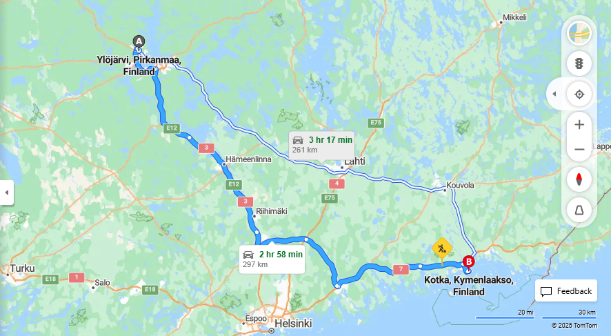 Ylojarvelta Kottiin - Matkan Pituus, Ajo, Kuljetus ja Matkustusmahdollisuudet