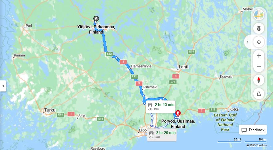 Ylojarvelta Porvooseen - Etaisyys, Ajo, Kuljetus ja Matkustamisvaihtoehdot
