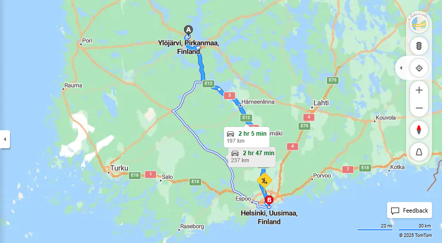 Ylojarvesta Helsinkiin - Etaisyys, Ajo, Kuljetus ja Matkavaihtoehdot