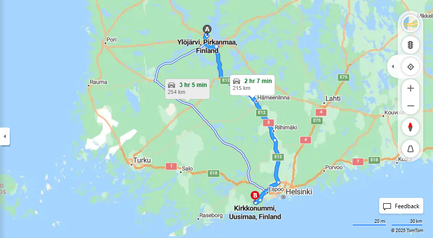 Ylojarvesta Kirkkonummelle - Etaisyys, Ajo, Liikenne ja Matkustusvaihtoehdot