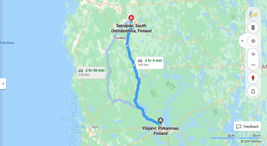 Ylojarvesta Seinajoelle - Etaisyys, Ajo, Kuljetus ja Matkustusvaihtoehdot