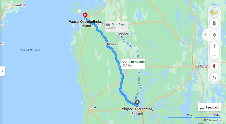 Ylojarvi - Vaasaan: Etaisyys, Ajomatka, Kuljetusvaihtoehdot ja Matkustustavat